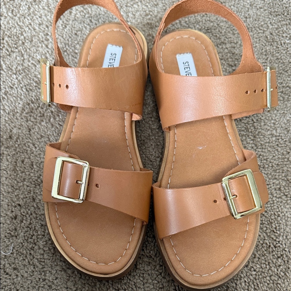 Steve Madden Brown Sandals with Gold Accents